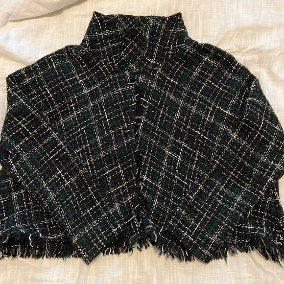 ZARA HIGHNECK TARTAN CROP TOP - Picture 1 of 3
